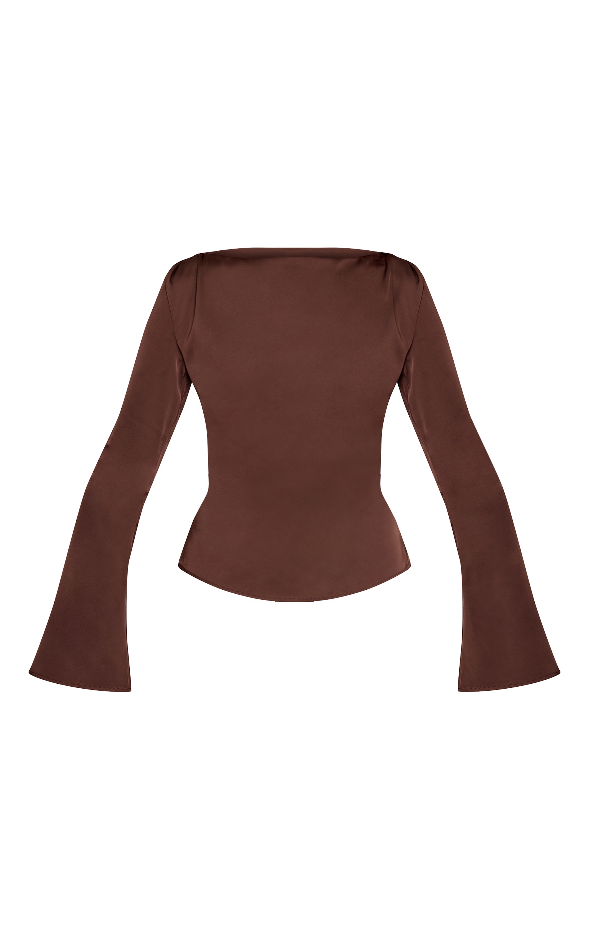 Chocolate Satin Boatneck Long Sleeve Top image 5