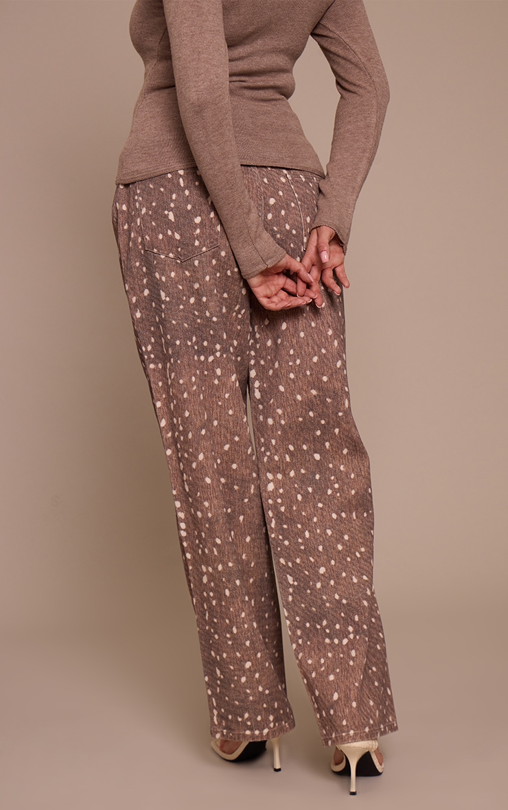Shape Brown Fawn Print Denim Wide Leg Jeans image 3