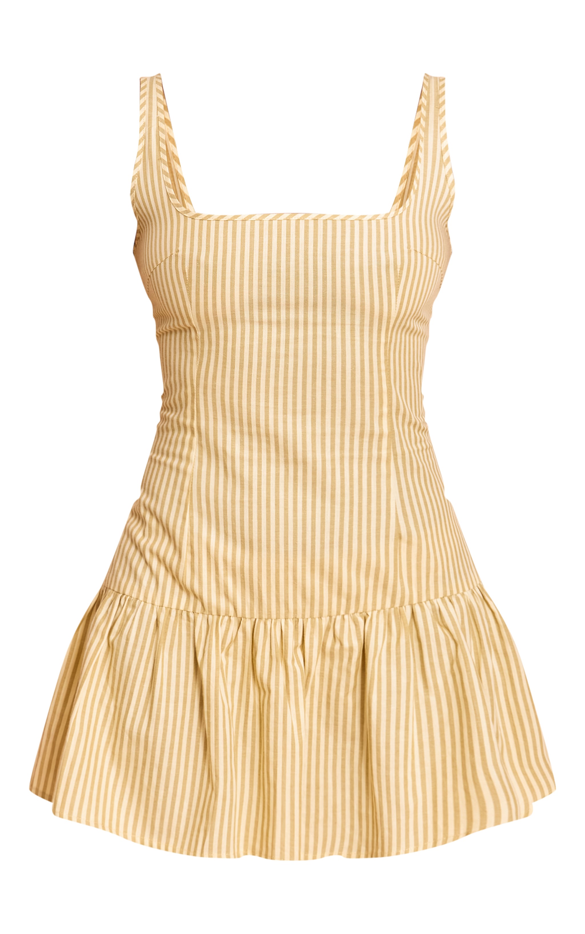 Lemon Striped Sleeveless Straight Neck Shift Dress image 5