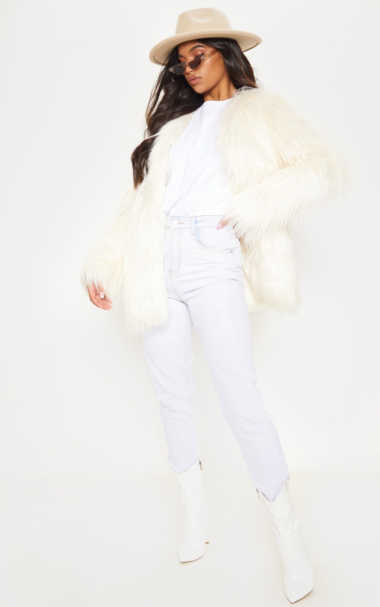 Cream Shaggy Faux Fur Jacket