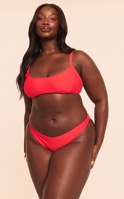 Plus Haut de maillot de bain rouge à col rond