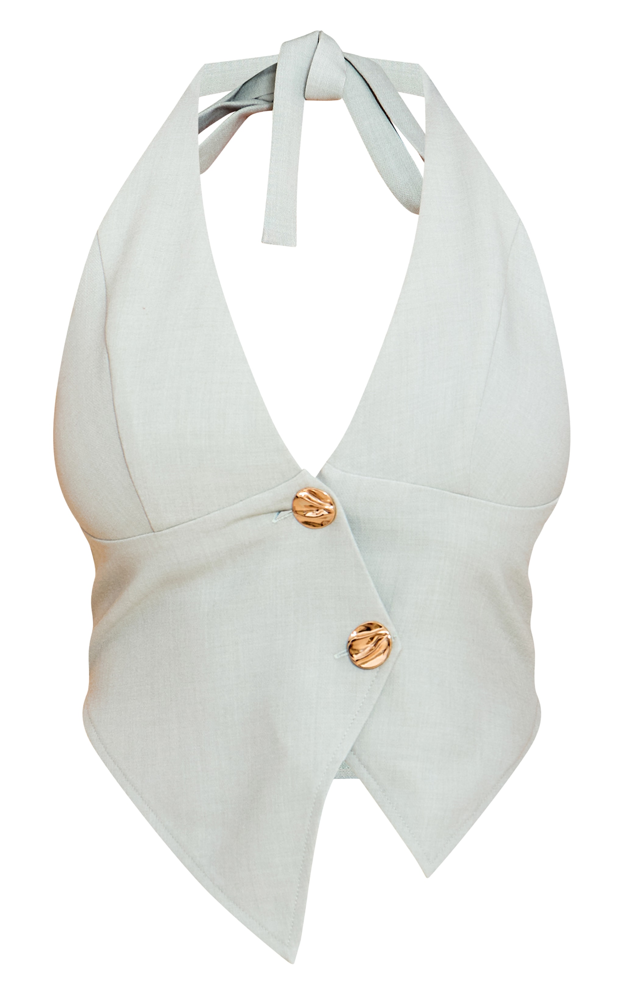Shape Olive Halterneck Asym Hammered Button Vest image 5