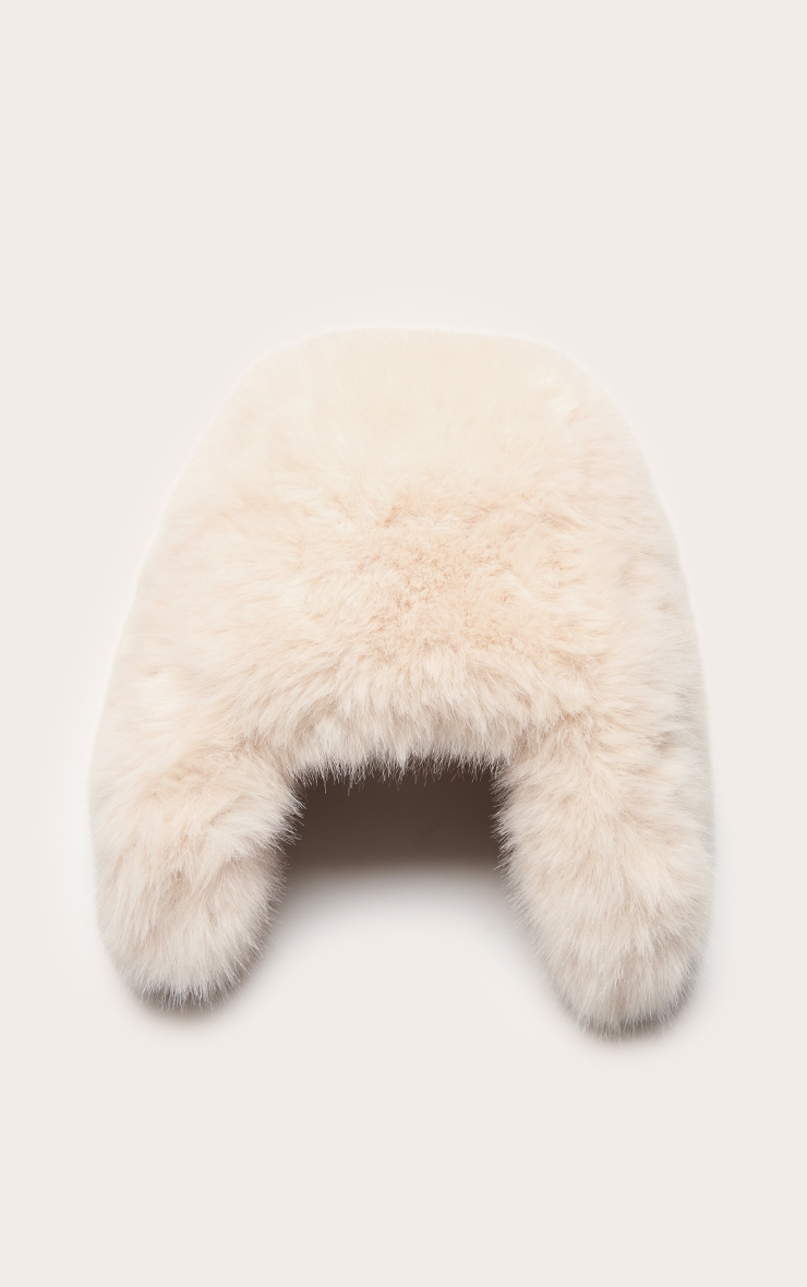 Cream Faux Fur Trapper Hat image 2