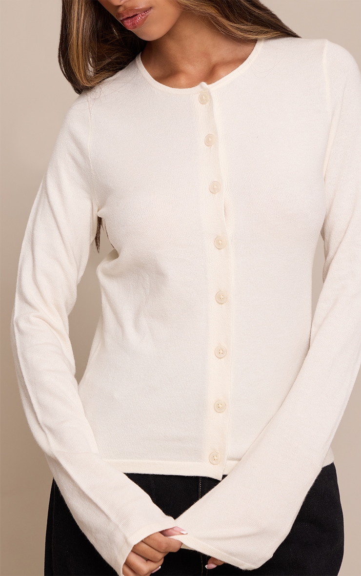 Petite Cream Button Through Fine Knit Cardigan image 4