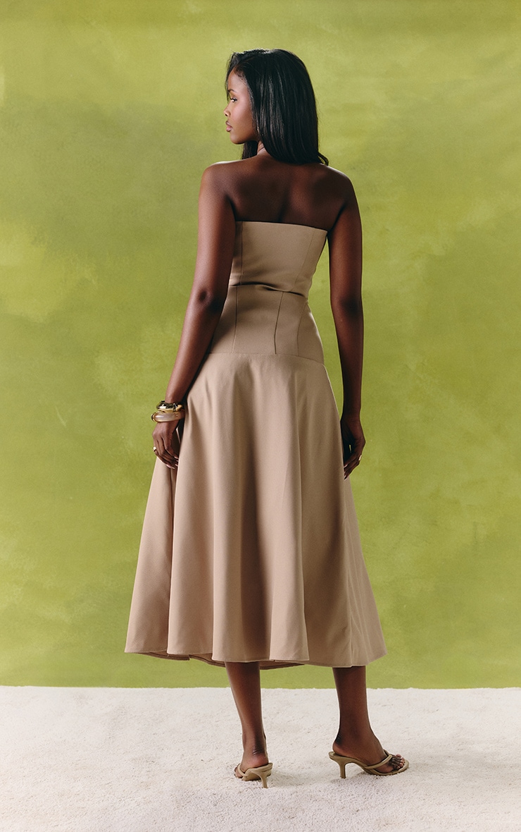 Sand Tailored Woven Bandeau Skater Midaxi Dress image 2