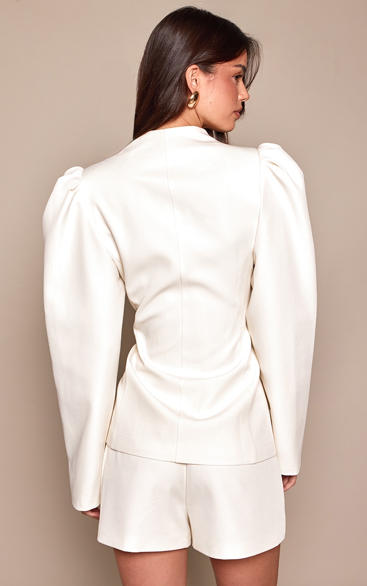 Cream Tailored Hot Pant Short image 3