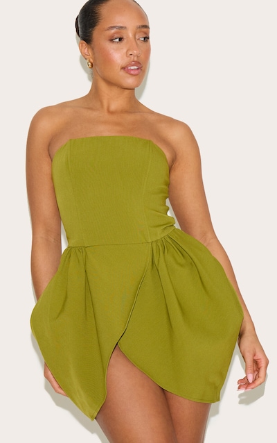 Shape Mini robe bustier trompette tissée vert olive
