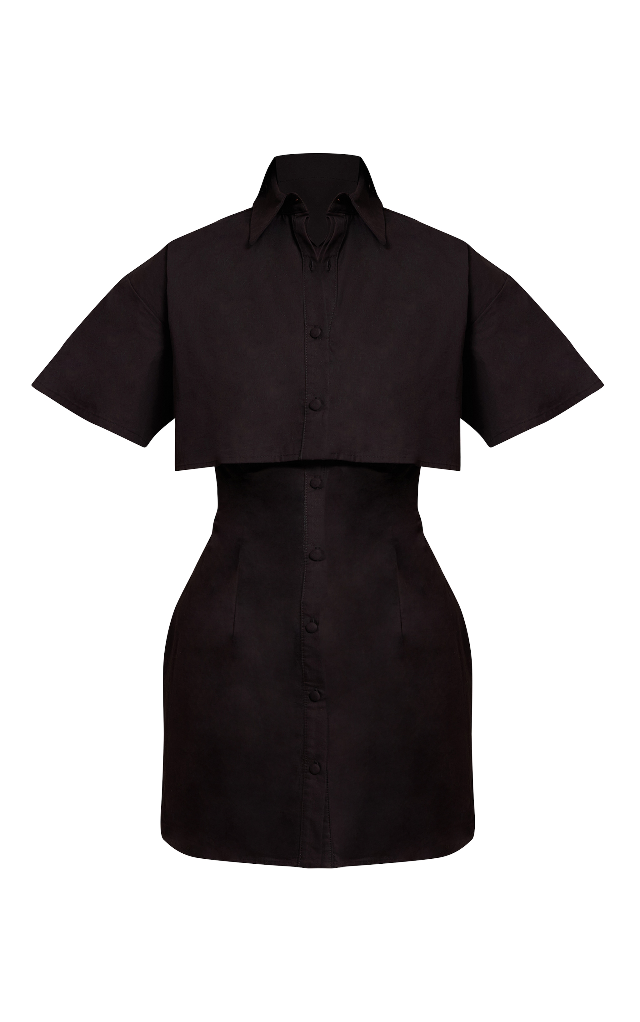 Tall Black Overlay Detail Shift Dress image 5
