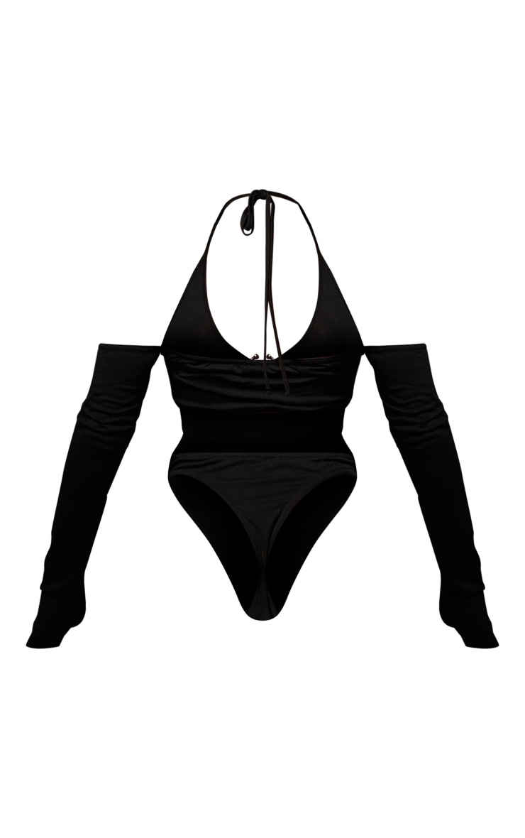 Two Piece Black and White Halter Set wth O-Ring Detail