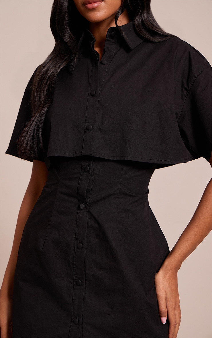 Tall Black Overlay Detail Shift Dress image 4