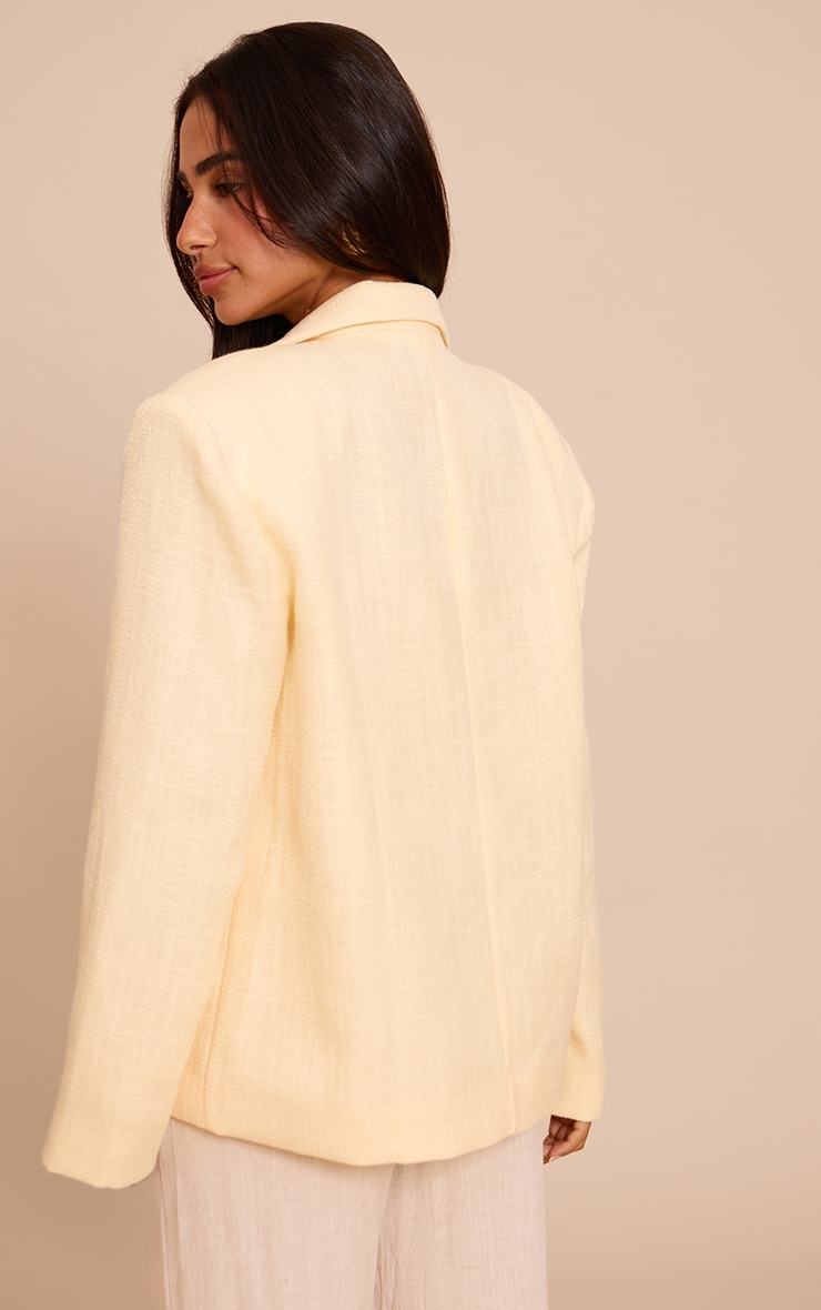Petite Blazer texturé crème au beurre à empiècement image 2