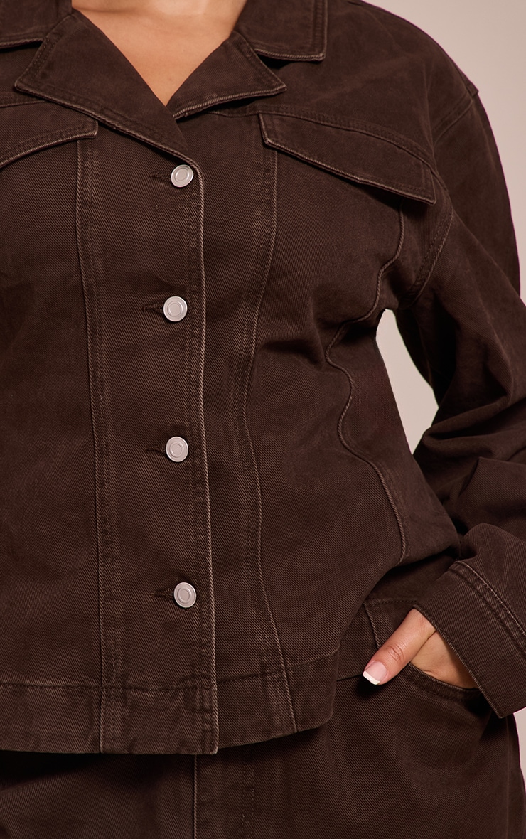 Plus Dark Chocolate Cinched Waist Denim Blazer image 4