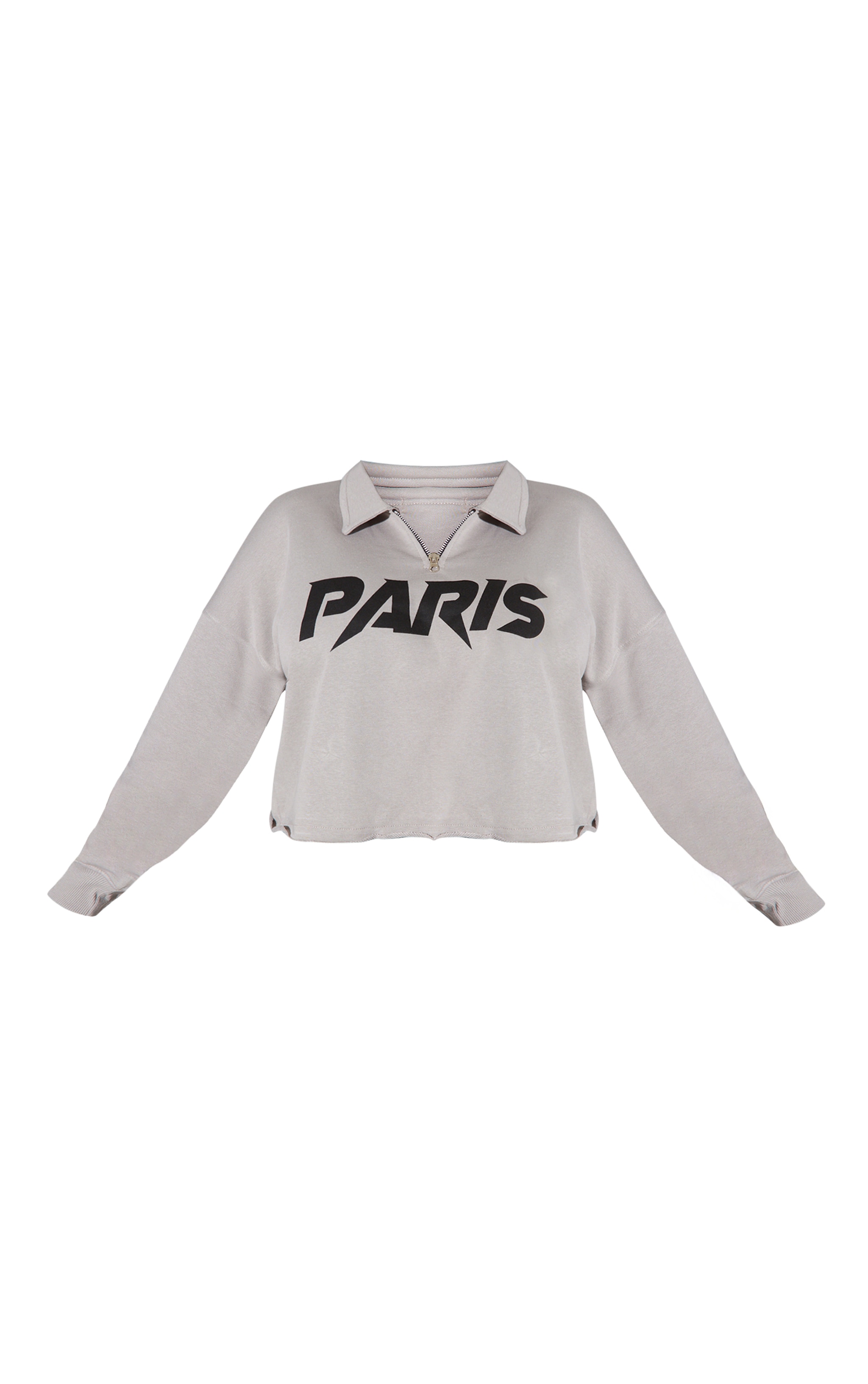 Plus Grey Paris Collar Crop Sweatshirt image 5