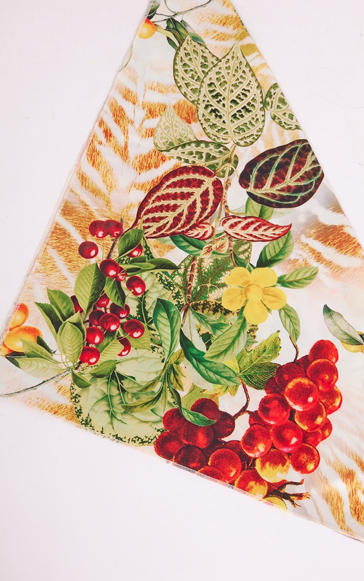 White Botanical Animal Print Bandana image 2