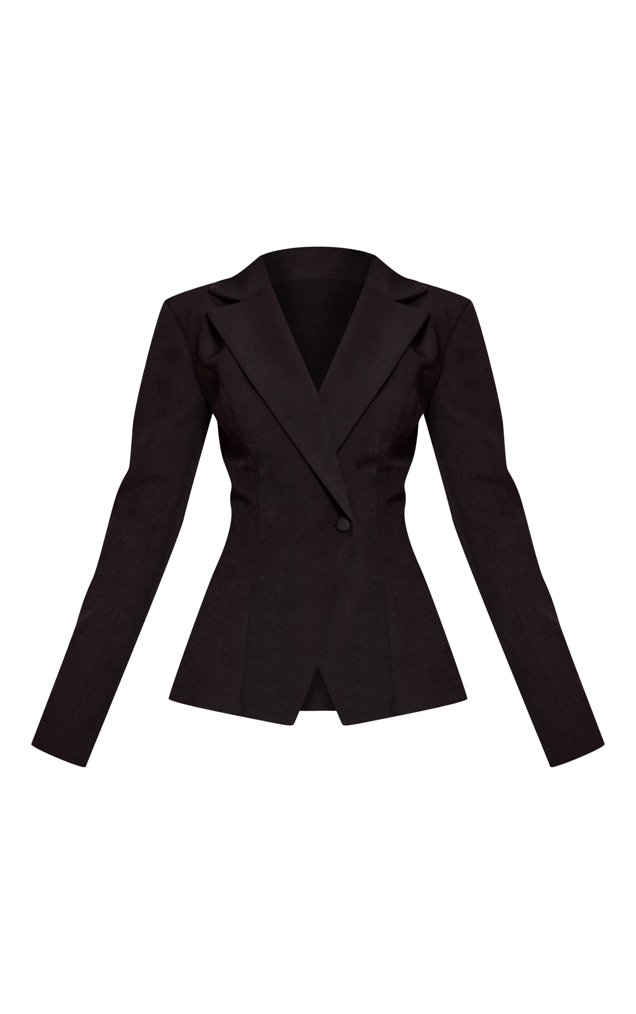 Petite Black Cinched Waist Open Back Blazer image 5