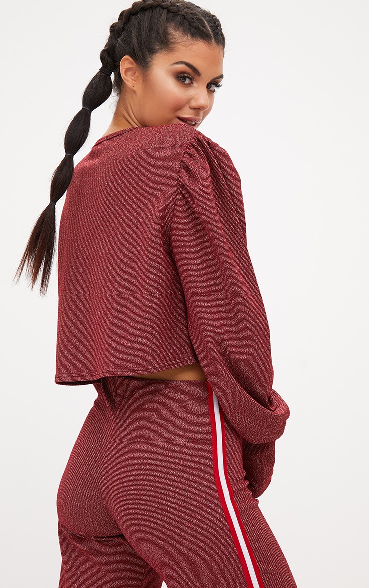 Red Lurex Sport Stripe Sweater. Tops PrettyLittleThing USA