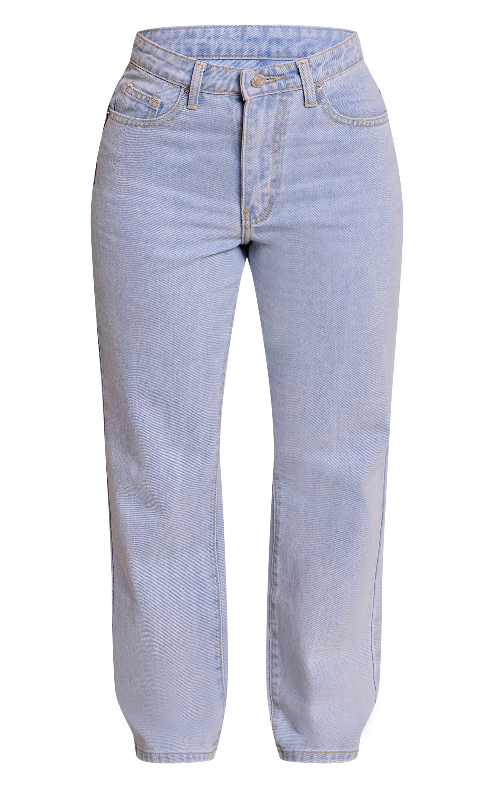 PRETTYLITTLETHING Petite Light Blue High Waist Straight Leg Jeans image 5