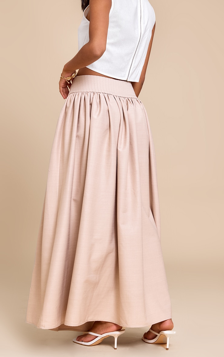 Stone Woven Drop Waist Rib Panel Maxi Skirt image 3