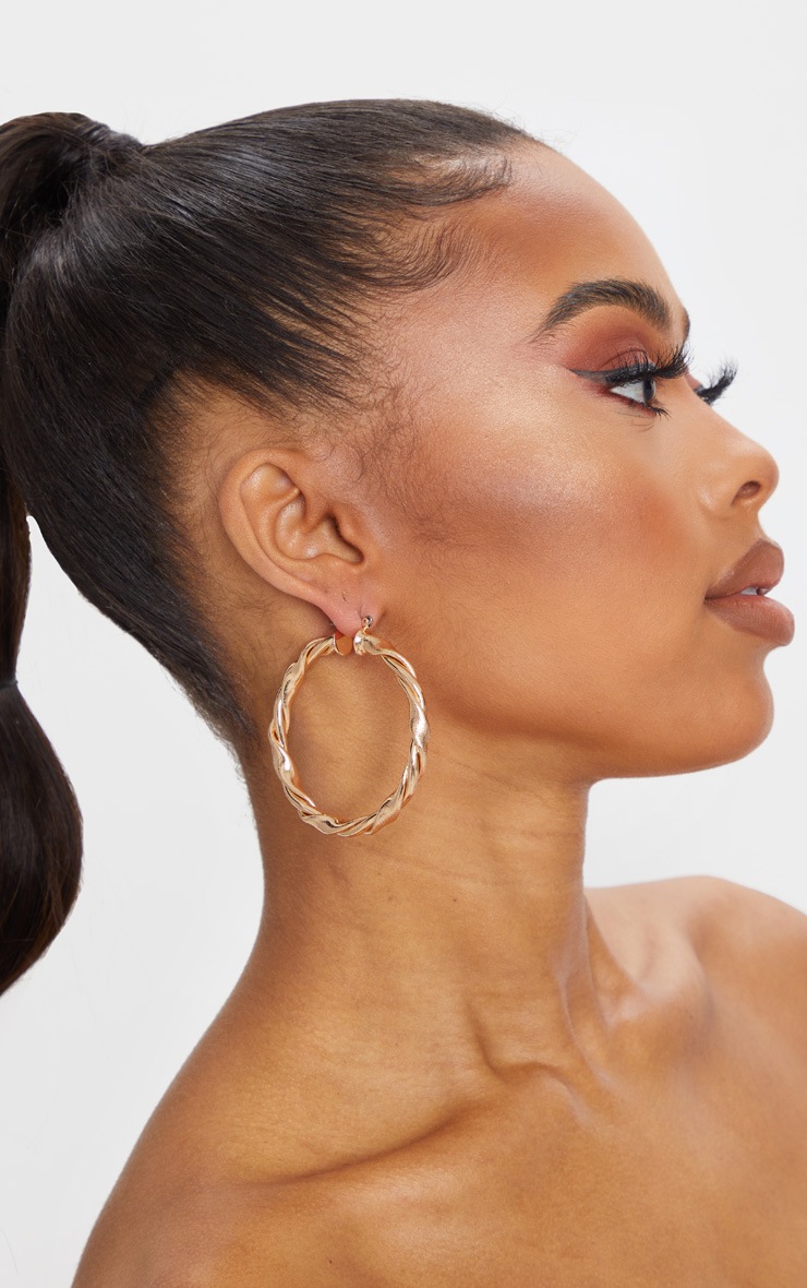 Gold Twist Hoop Earrings