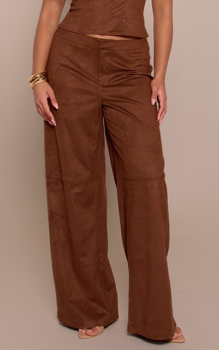 Shape Brown Suede Seam Front Wide Leg Trouser image 2