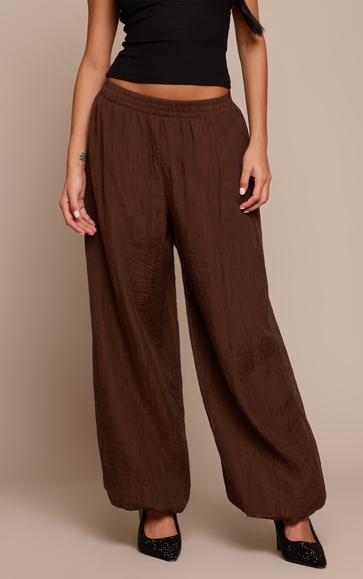 Brown Textured Balloon Pants  image 2