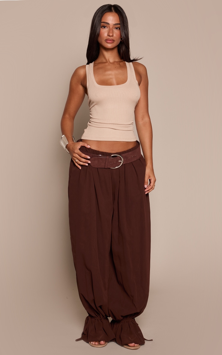 Petite Chocolate Chiffon Balloon Pants  image 1