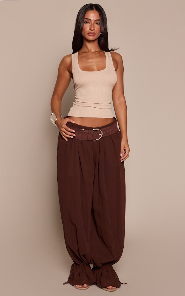 Petite Chocolate Chiffon Balloon Pants