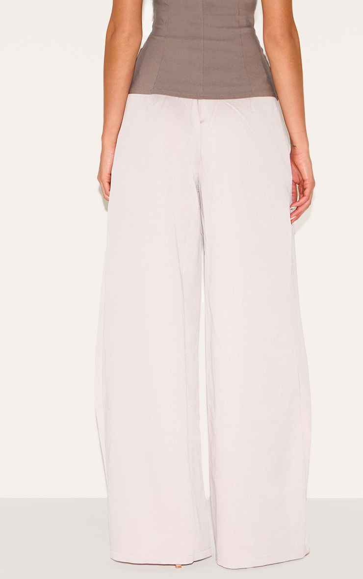 Stone Woven Pleat Detail Wide Leg Tailored Pants image 3