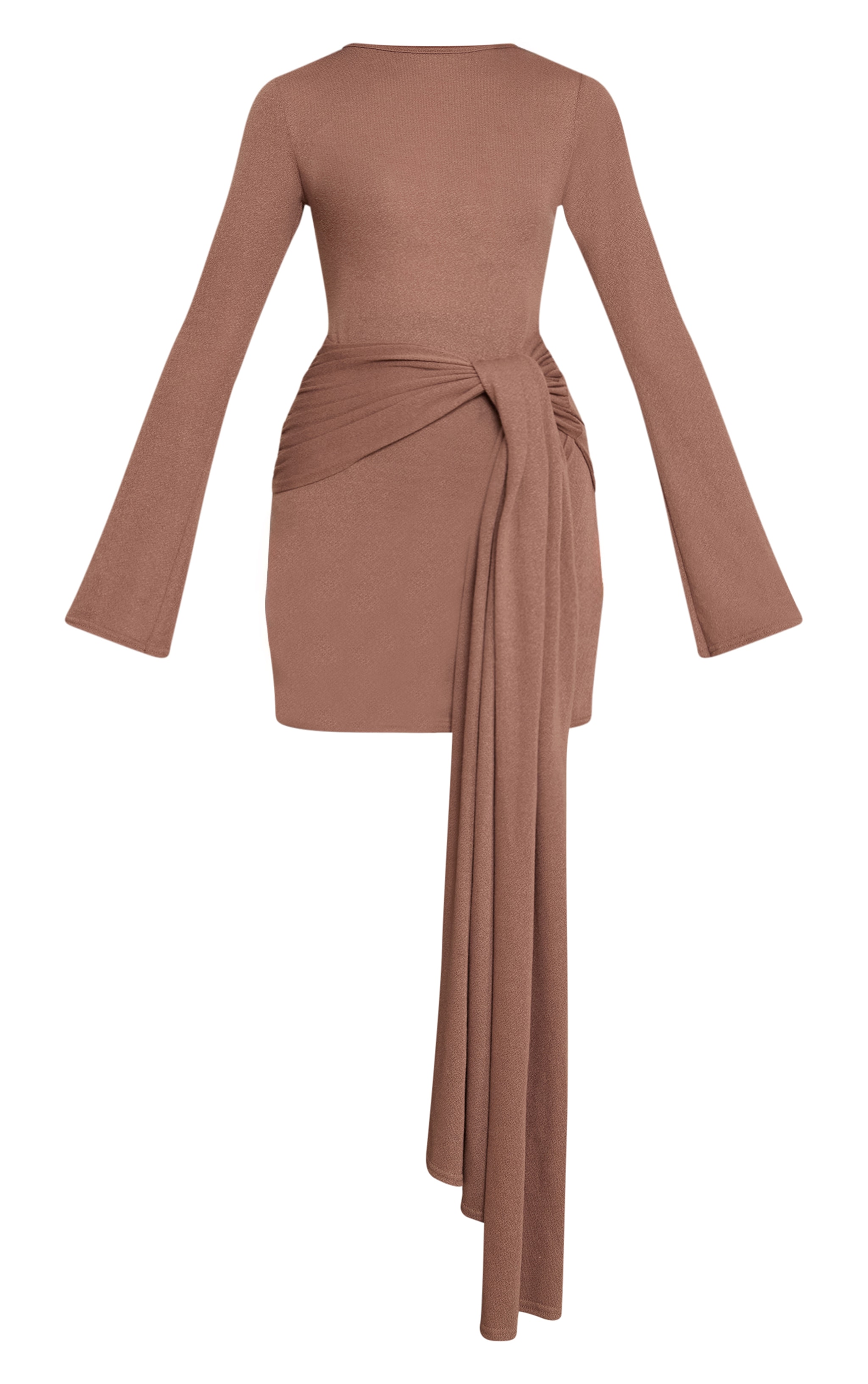 Taupe Textured Jersey Wrap Waist Bodycon Dress image 5