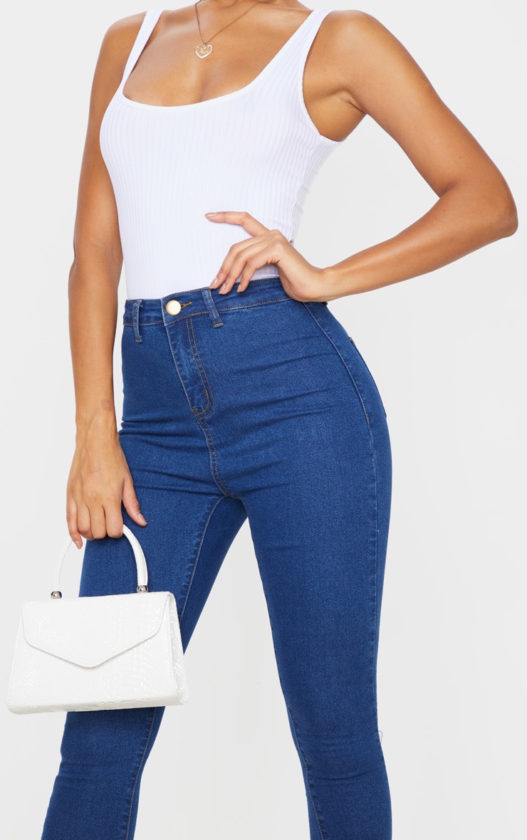Jean skinny disco moyennement délavé basique taille haute image 5