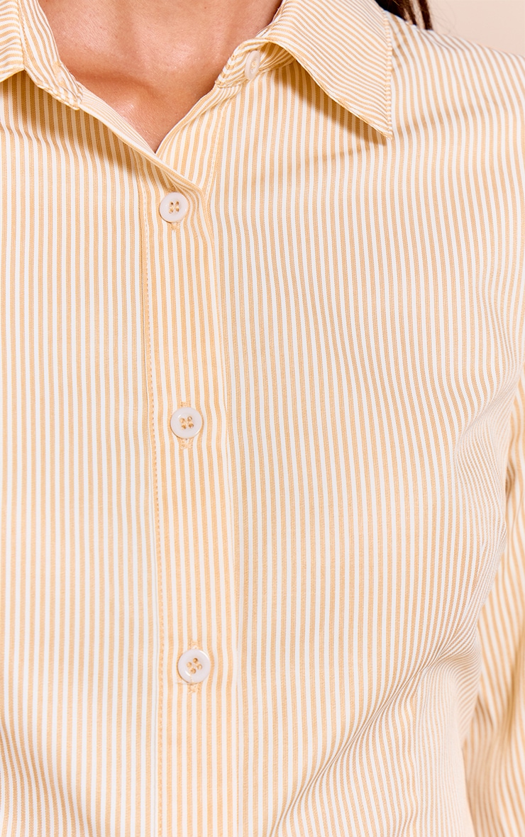 Chemise ajustée en coton jaune citron à rayures image 4