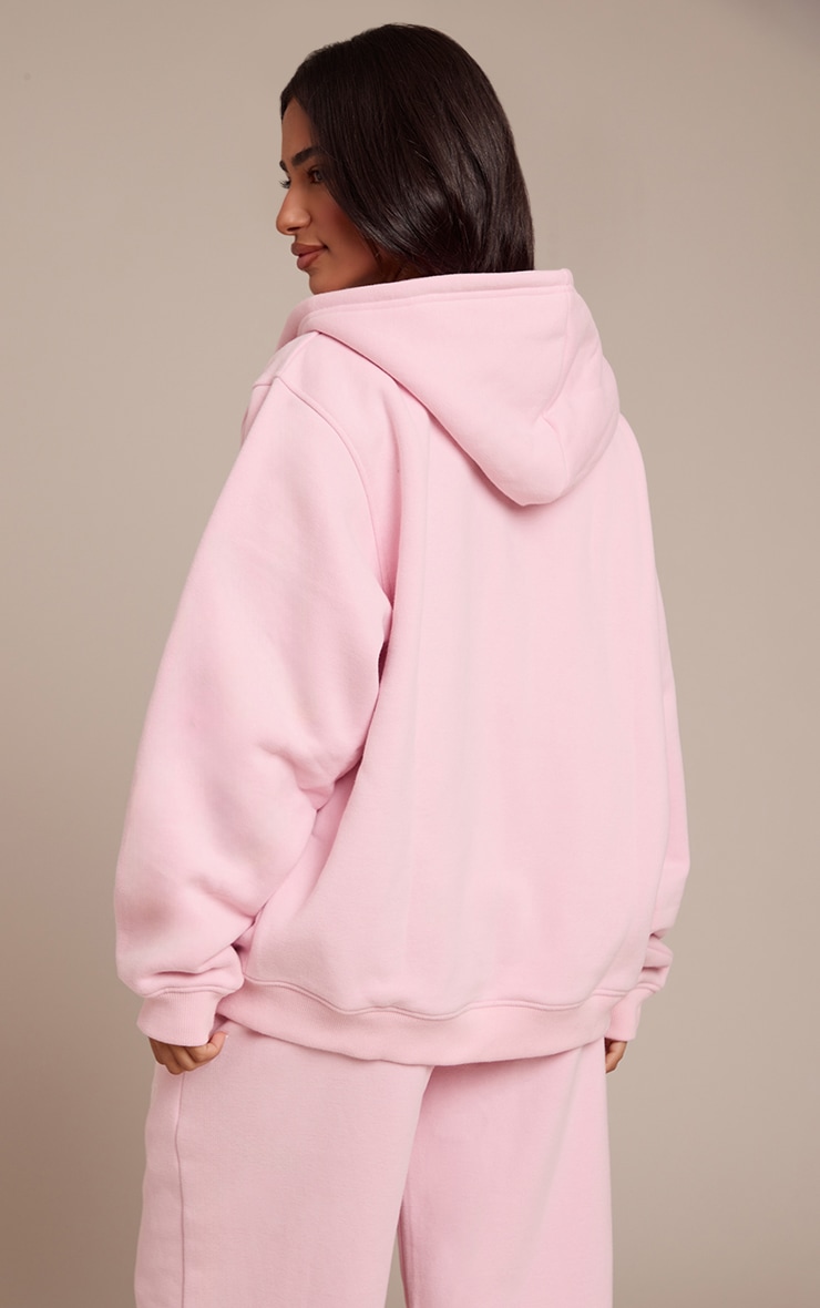 Petite Baby Pink Sports Club Cotton Fleece Full Zip Hoodie image 2