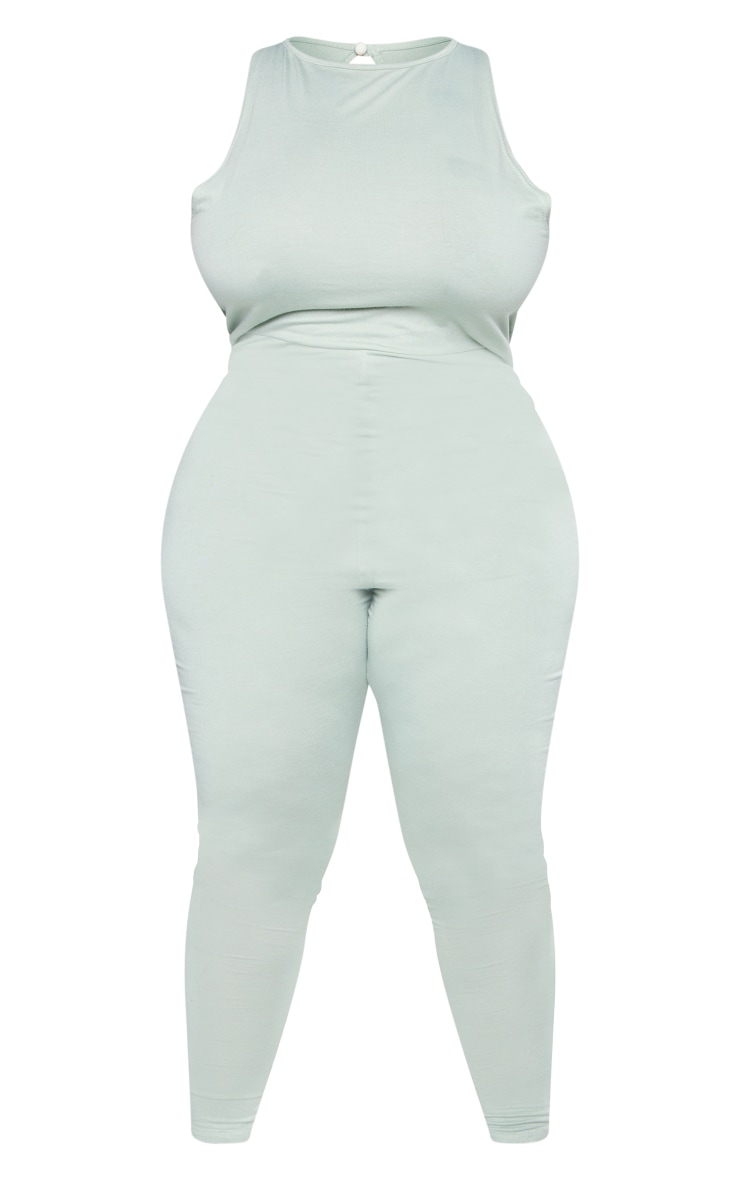  Plus Sea Green Racer Neck Viscose Jumpsuit image 5