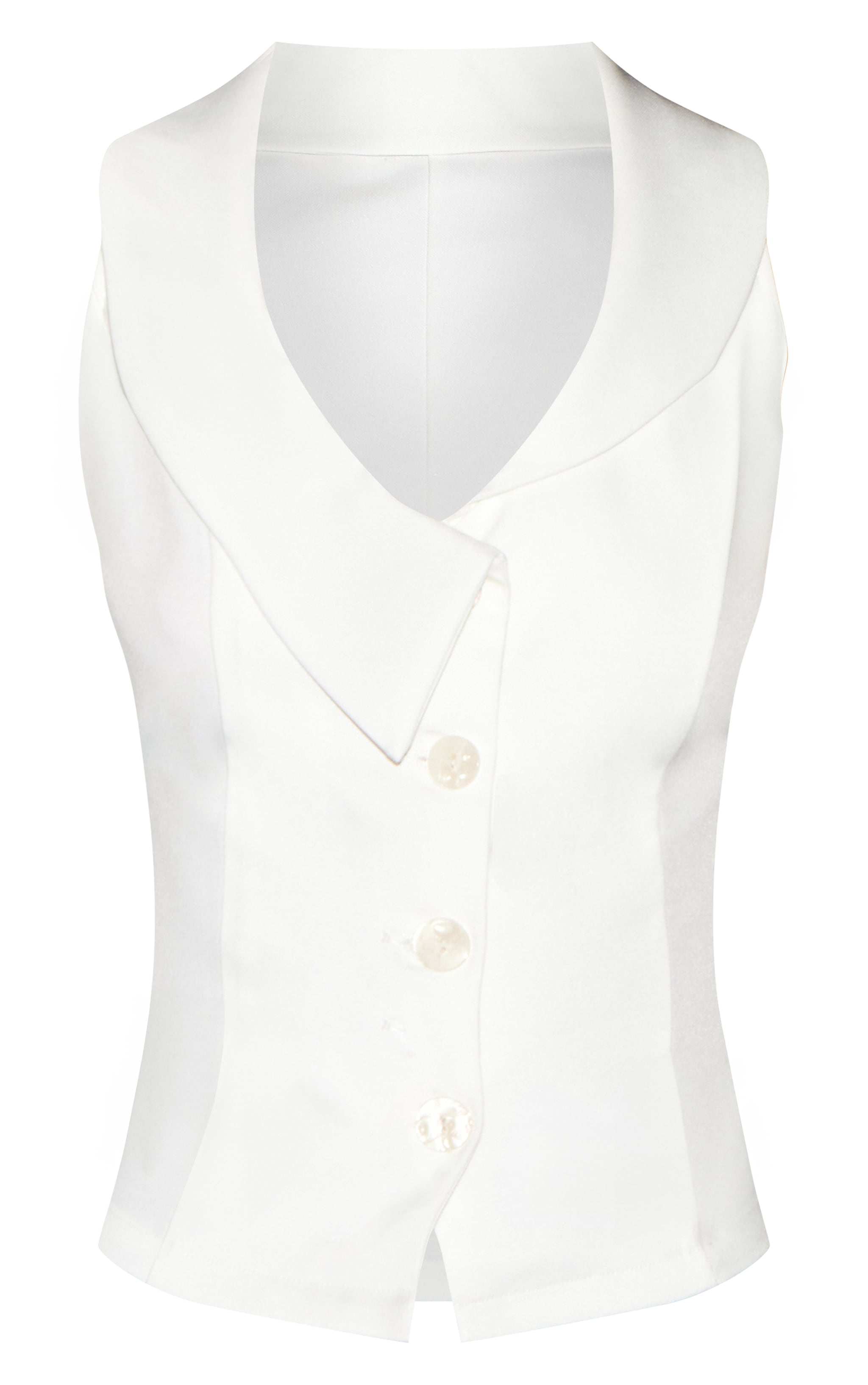 Gilet blanc à col replié et boutons image 5