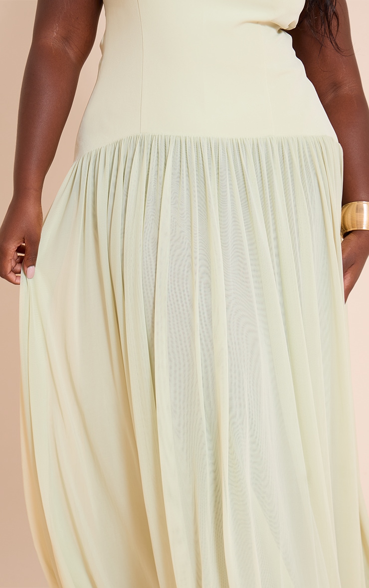 Plus Sage Bandeau Chiffon Pleated Maxi Dress image 4