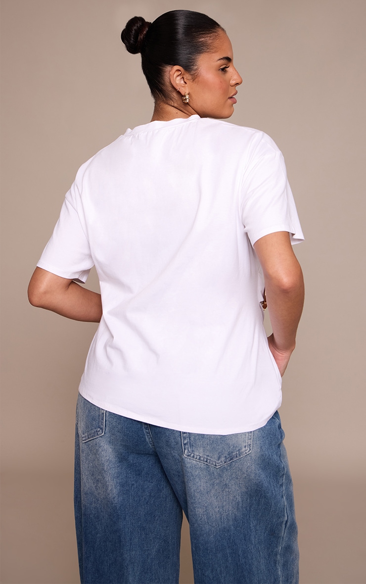 Plus T-shirt blanc à empiècement et ourlet asymétrique image 2
