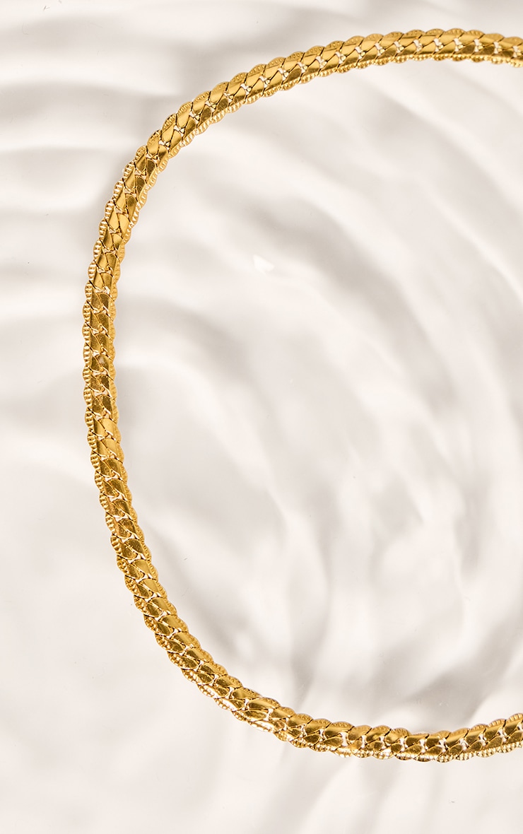 Gold Water Resistant Flat Foxtail Chain Necklace image 3