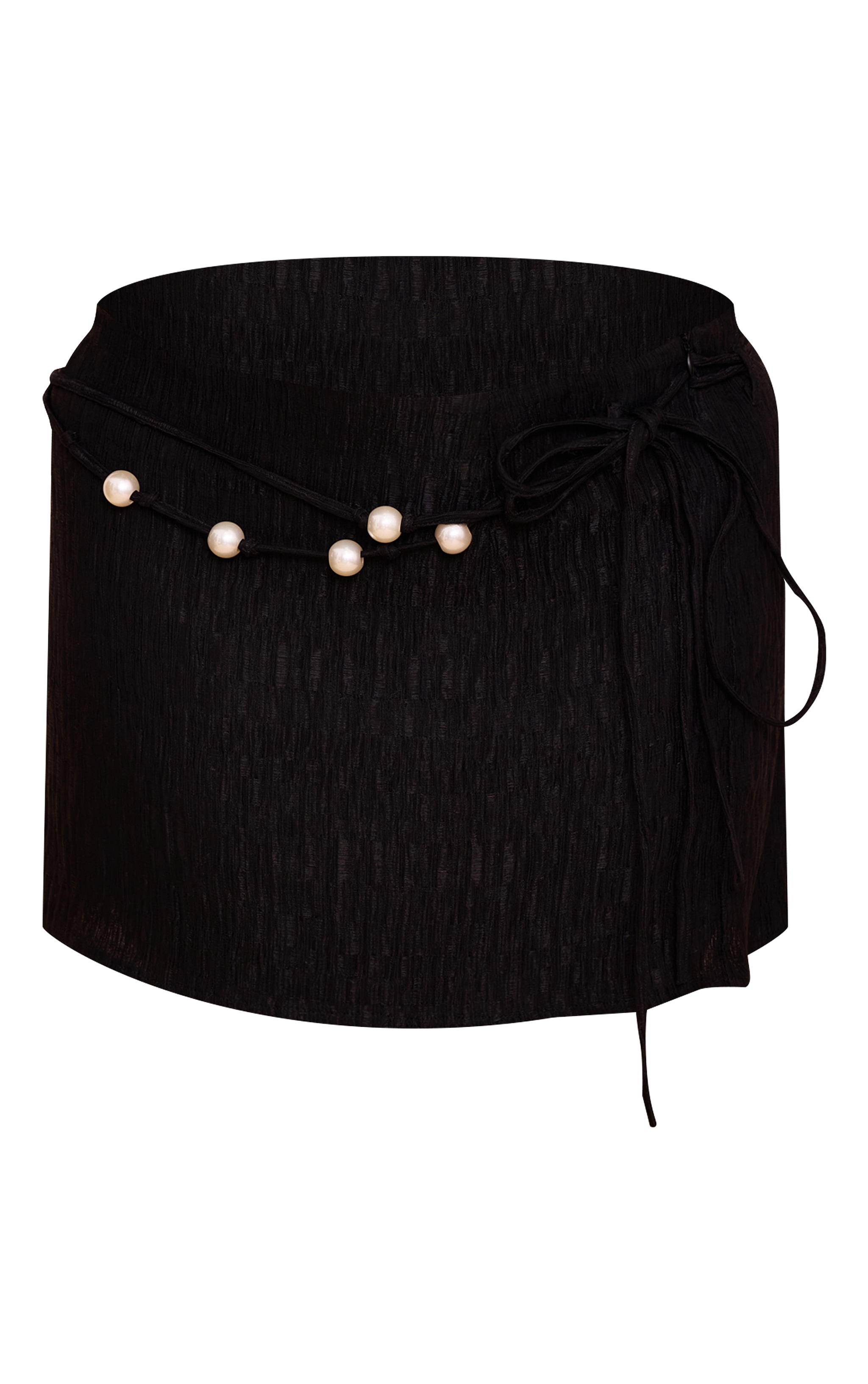 Plus Black Crinkle Textured Bead Detail Mini Skirt image 6