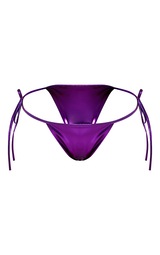 Purple High Shine Tie Side Bikini Bottoms 5