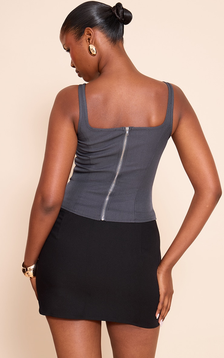 Charcoal Boned Dip Hem Longline Corset image 2