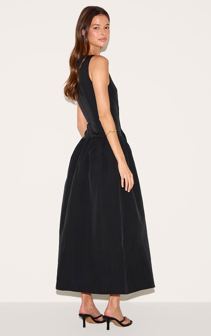 Black Dropped Waist Midaxi Dress image 2