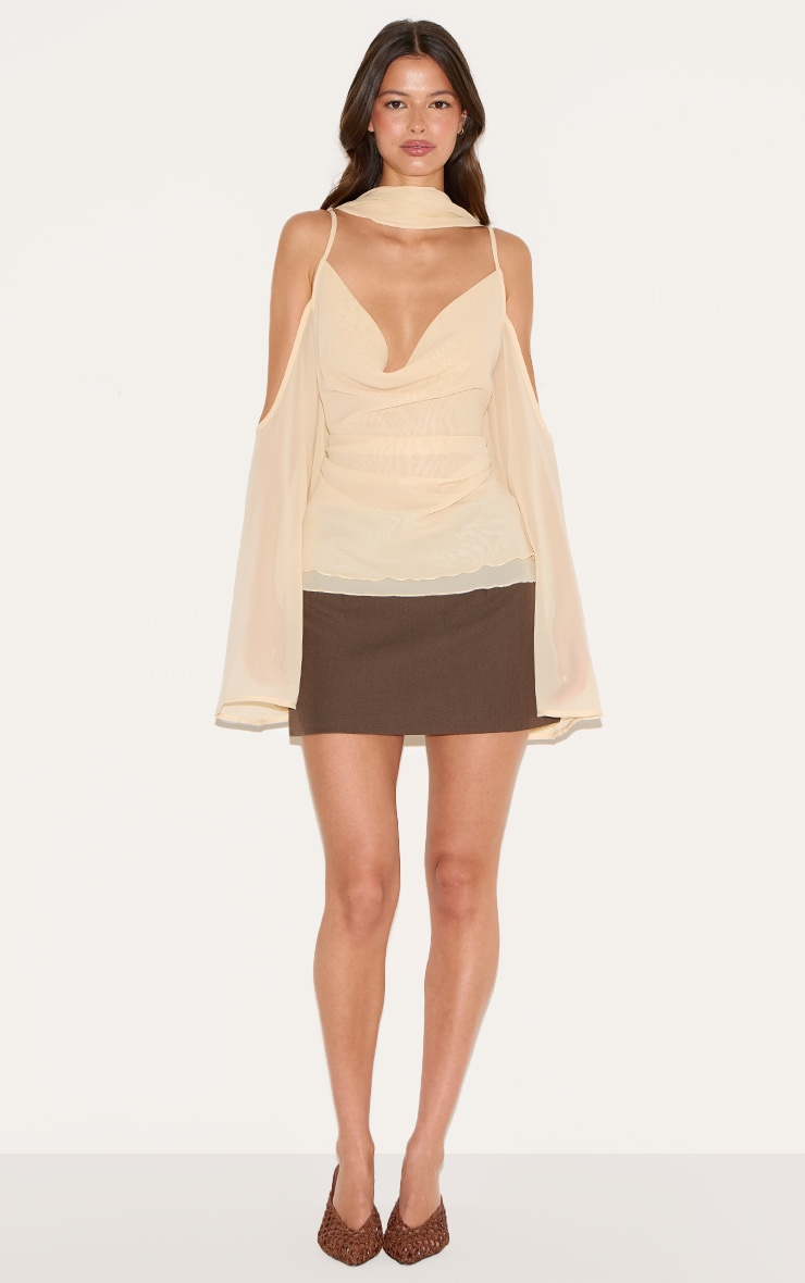 Almond Chiffon Drape Scarf Long Top image 3
