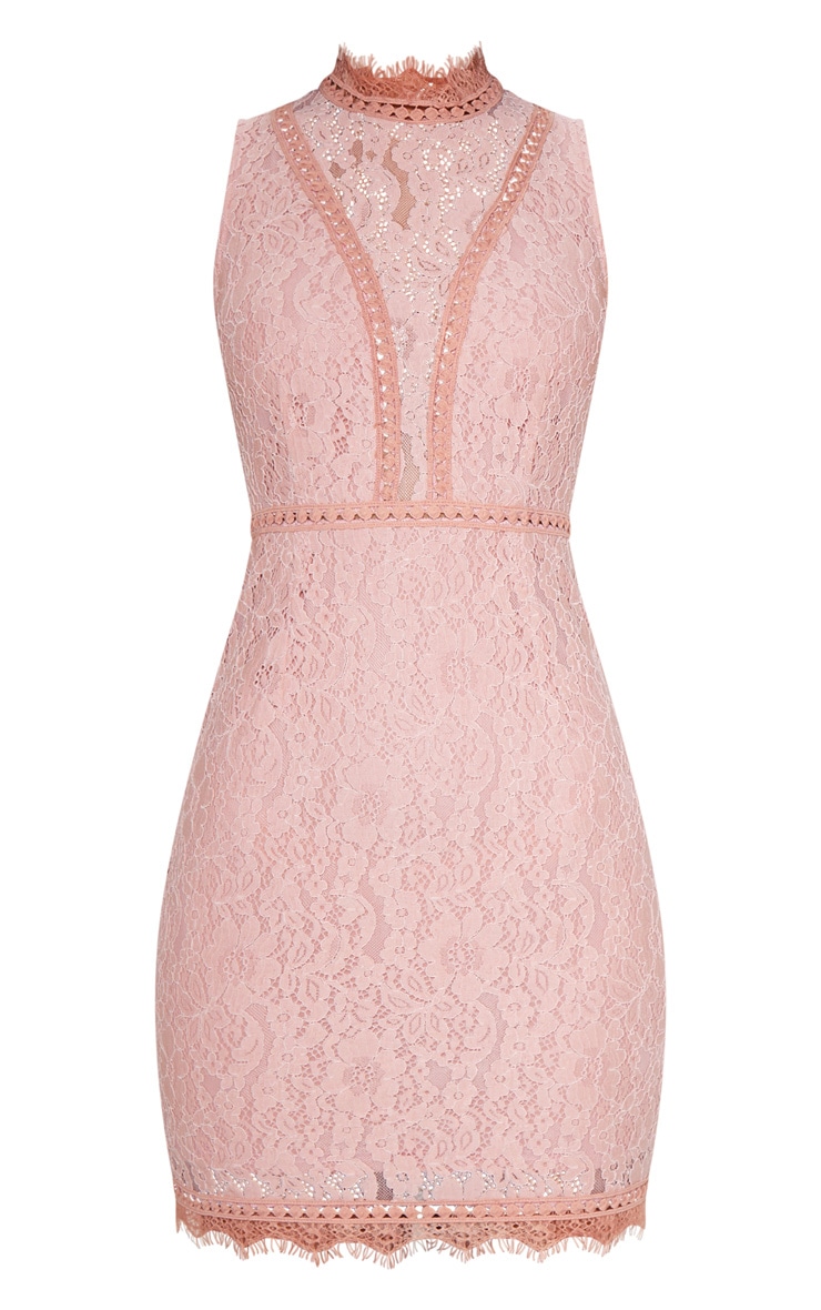 Dusty Pink Lace Open Back Bodycon Dress image 3