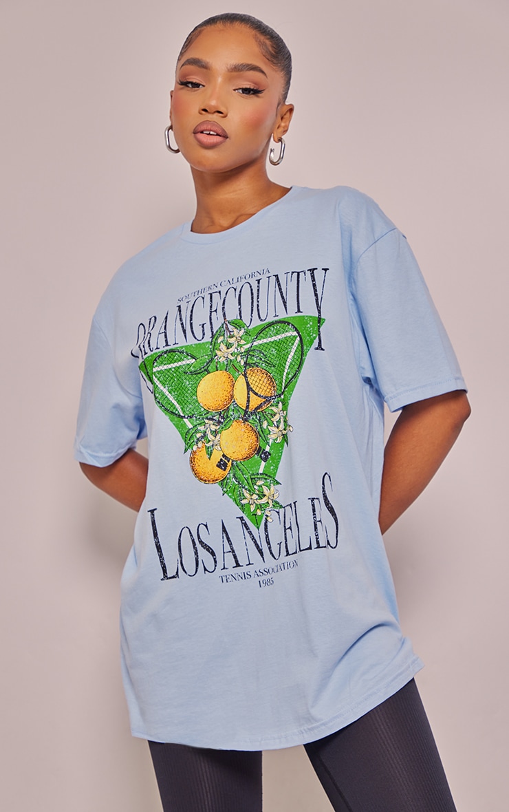 Baby Blue County Tennis Print T Shirt image 1