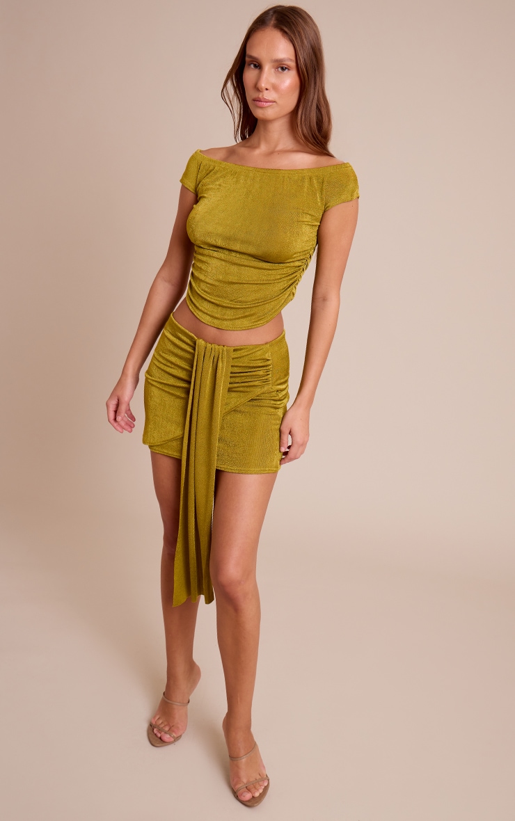 Olive Bardot Textured Top image 3