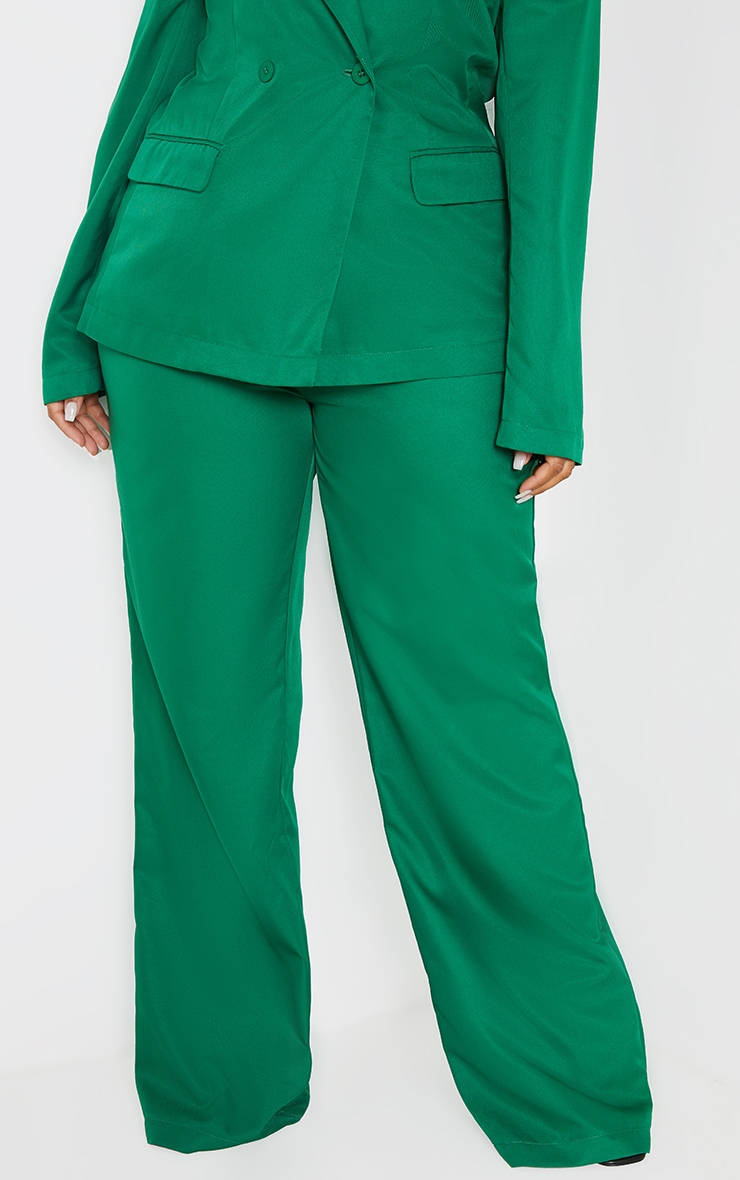 Plus Green Woven Elastic Waist Wide Leg Pants image 1