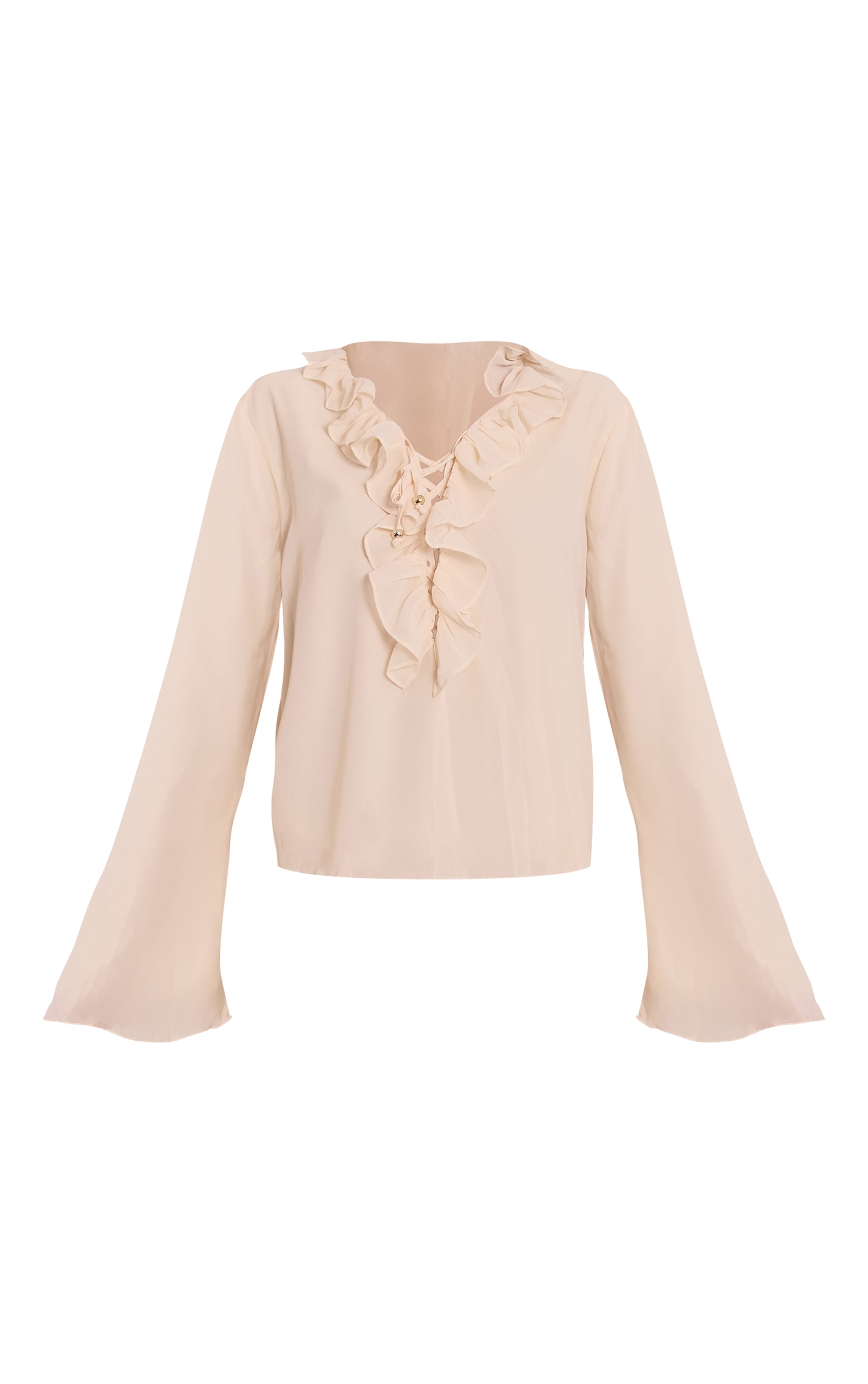 Cream Chiffon Frill Long Sleeve Top image 5