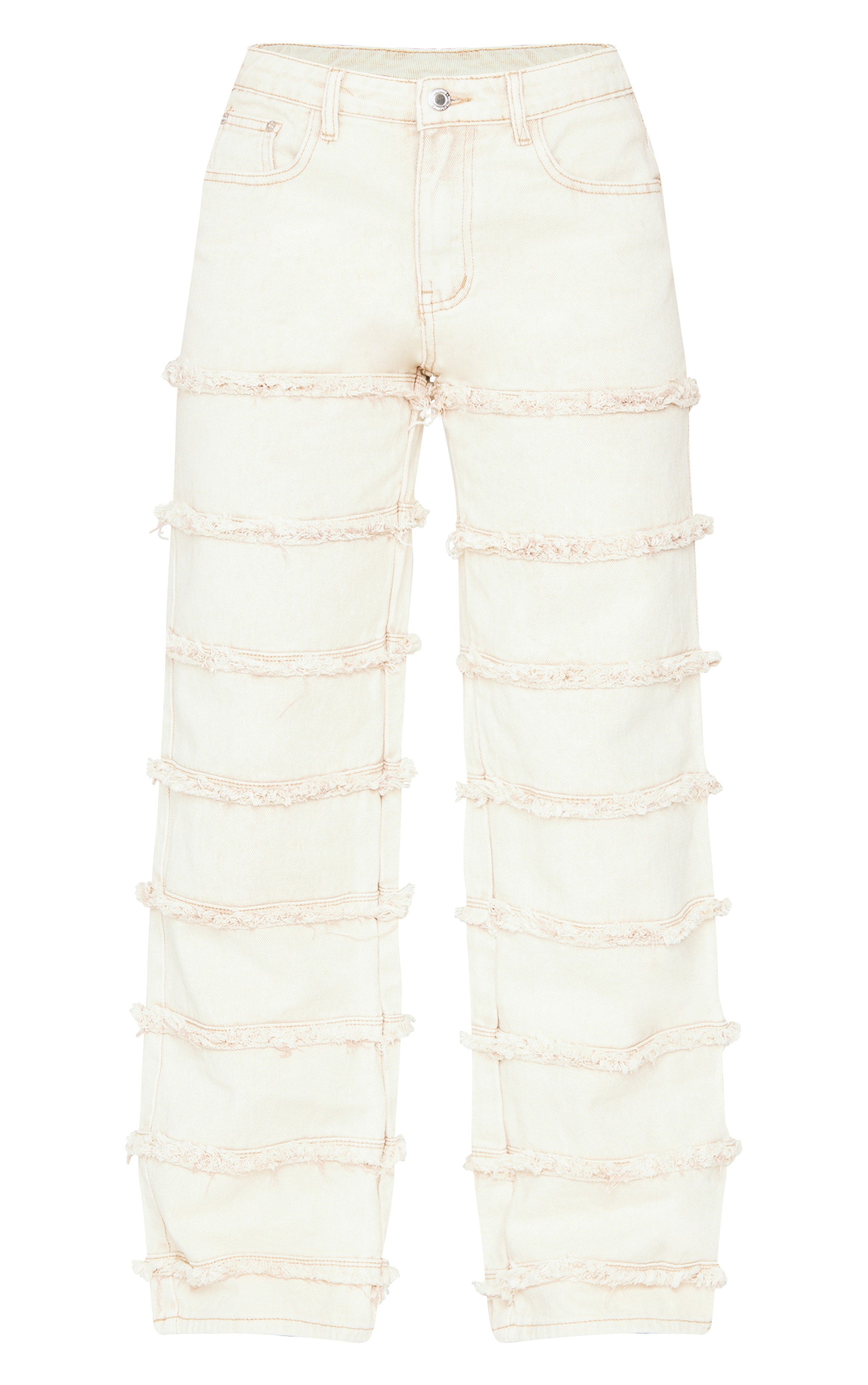 Washed Stone Frayed Striped Seam Wide Leg Jeans image 5