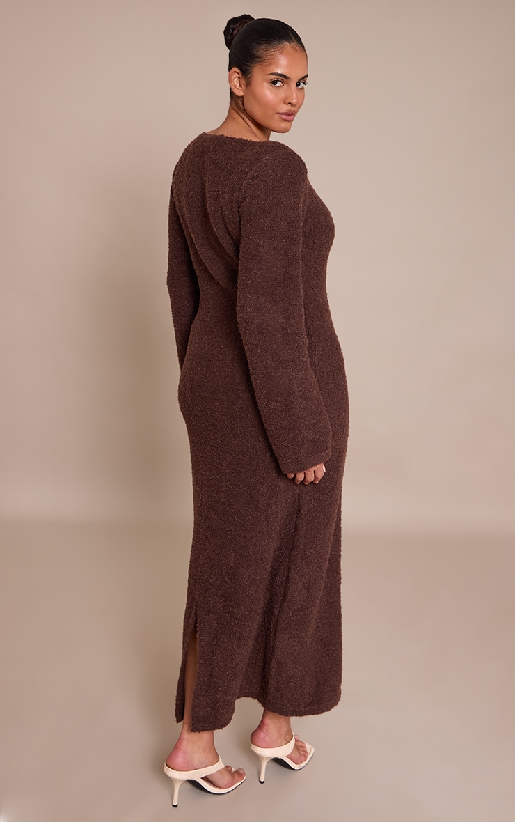 Plus Chocolate Bobble Knit Knitted Maxi Dress  image 2