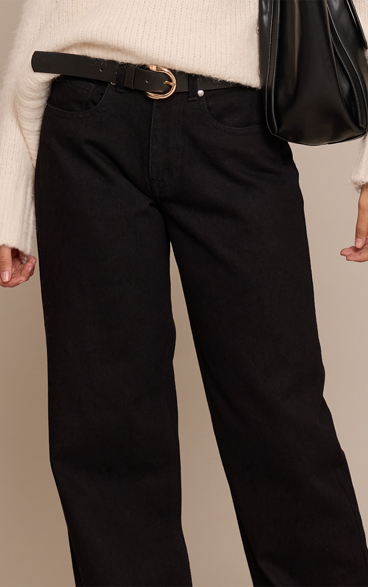 Tall Black Mid Rise Wide Leg Jeans image 4